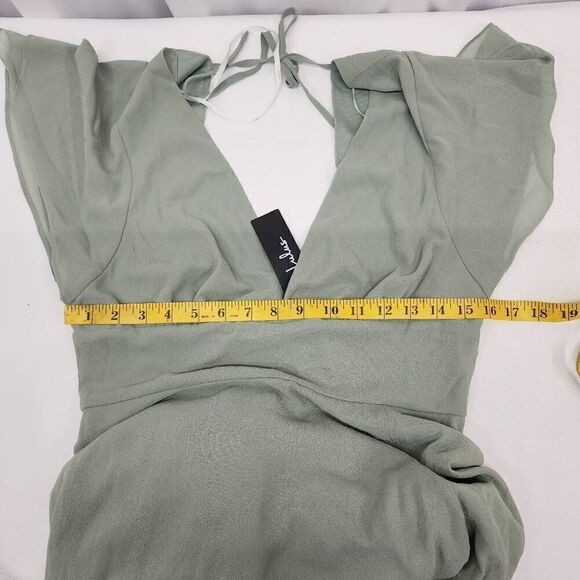 Lulus Size Large Promise Of Love Sage Brush Flutter Sleeve Maxi Dress NWT T - Picture 6 of 12